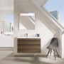 Villeroy & Boch Venticello Schrankwaschtisch Becken links 100 x 50 cm, mit 1 Hahnloch und Überlauf - technische Ansicht