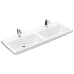 Meuble double vasque Villeroy & Boch Subway 3.0 130 cm, avec 2 trous de robinetterie, sans trop-plein
