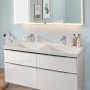Villeroy & Boch Subway 3.0 Schrank-Doppelwaschtisch 130 cm, mit 2 Hahnlöchern, ohne Überlauf - technische Ansicht
