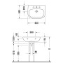 Duravit D-Code Waschtisch 60 cm - technische Ansicht