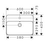 Lavabo a incasso hansgrohe Xuniva Q 60 x 45 cm, con 1 foro per rubinetto e troppo pieno, con SmartClean
