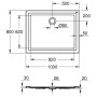Piatto doccia universale GROHE 80 x 100 cm - vista tecnica