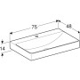 Lavabo Geberit ONE 75 cm, sortie verticale, 1 trou de robinet, sans trop-plein - vue technique