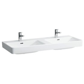 Double vasque encastrable LAUFEN PRO S 120 cm avec 2 trous de robinet et trop-plein