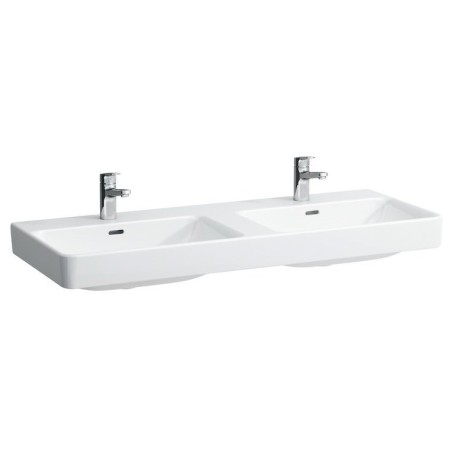 Double vasque encastrable LAUFEN PRO S 120 cm avec 2 trous de robinet et trop-plein