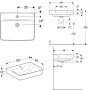 Lavabo sur plan Geberit Renova 60 cm avec trou pour robinet au milieu et trop-plein - vue technique