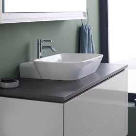 Lavabo surélevé Geberit ONE en forme de coque, 1 trou de robinet, sans trop-plein, sortie verticale