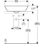 Lavabo surélevé Geberit ONE en forme de coque, 1 trou de robinet, sans trop-plein, sortie verticale - vue détaillée