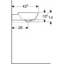 Lavabo surélevé Geberit ONE en forme de coque, 1 trou de robinet, sans trop-plein, sortie verticale - vue technique