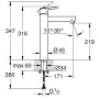 Robinet de lavabo monocommande GROHE Concetto XL-Size, DN 15 - vue détaillée