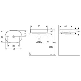 Lavabo sur plan Geberit VariForm 55 x 40 cm, sans trop-plein