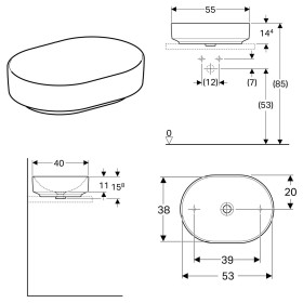 Lavabo surélevé Geberit VariForm 55 x 40 cm, sans trop-plein