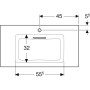Vasque de meuble Geberit ONE 90 cm, sortie horizontale, 1 trou de robinet, sans trop-plein
