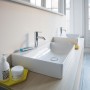 Lavabo Duravit DuraSquare brossé avec 1 trou de robinet, 60 x 47 cm - vue technique