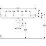 Lavabo Geberit ONE 120 cm, sortie verticale, sans trou de robinet, sans trop-plein - vue technique