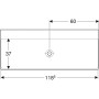 Lavabo Geberit ONE 120 cm, sortie verticale, sans trou de robinet, sans trop-plein