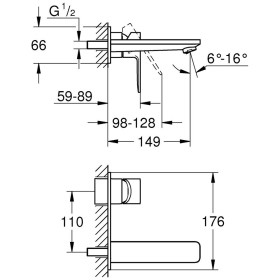 GROHE Lineare Neu 2-Loch-Waschtischbatterie Unterputz, Ausladung 15 cm