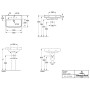 Villeroy & Boch O.novo Waschtisch 65 x 46 cm mit Überlauf, 1 Hahnloch - technische Ansicht