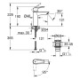 Robinet de lavabo monocommande GROHE Start, 1/2" M-Size, avec fonction d'économie d'énergie - vue technique