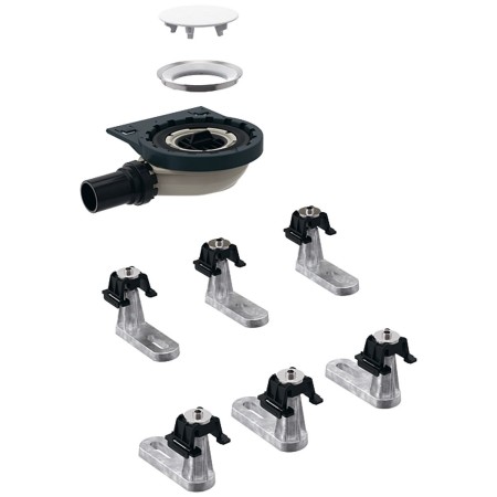 Kit di costruzione Geberit per piatto doccia Setaplano, altezza dell'acqua di ritegno 3 cm, con 6 piedi