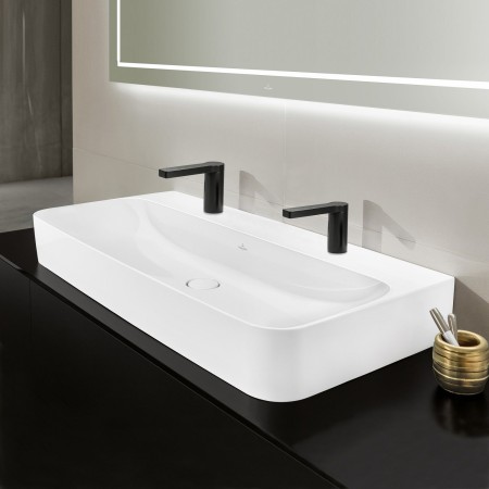 Lavabo d'appoggio Villeroy & Boch Finion 100 cm con 2 fori per rubinetto
