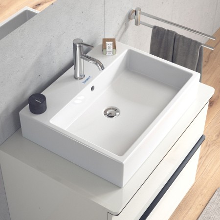 Lavabo Duravit Vero Air brossé avec 1 trou de robinet 60 x 47 cm, avec trop-plein