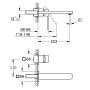 Mitigeur 2 trous pour lavabo GROHE Plus, saillie 20,3 cm - vue technique