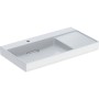 Lavabo Geberit ONE 90 cm, sortie horizontale, 1 trou de robinet, sans trop-plein, tablette à droite