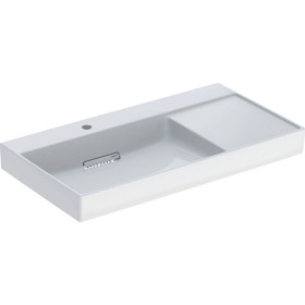 Lavabo Geberit ONE 90 cm, sortie horizontale, 1 trou de robinet, sans trop-plein, tablette à droite