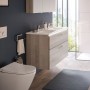 Vitra Integra Doppelmöbelwaschtisch 120 cm mit Mittelablage, mit Überlaufloch, 2 Hahnlöcher - Detailansicht