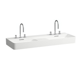 Double vasque encastrable LAUFEN Val 120 x 40 cm, avec 3 trous de robinet, avec trop-plein