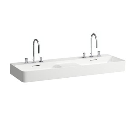 Double vasque encastrable LAUFEN Val 120 x 40 cm, avec 3 trous de robinet, avec trop-plein