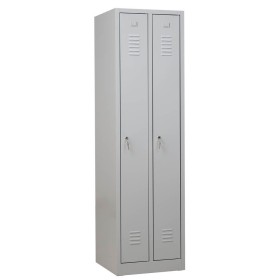 Armoire vestiaire en acier loupgris avec 2 casiers à cylindre - Bleu gentiane