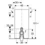 Geberit Monolith Plus Sanitärmodul für Stand-WC, 101 cm, Frontverkleidung aus Steinzeug - technische Ansicht