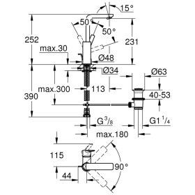 Rubinetto monocomando per lavabo GROHE Lineare Nuova L-Size con scarico a tirante