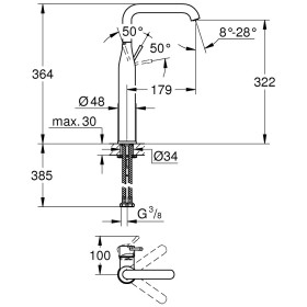 Rubinetto monocomando per lavabo GROHE Essence Nuovo XL-Size per lavabi da appoggio