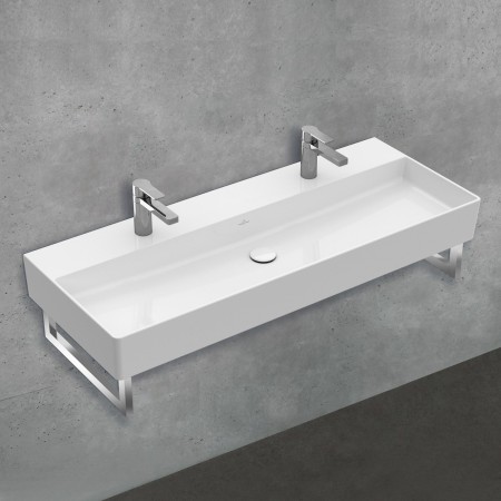 Villeroy & Boch Memento 2.0 Lavabo 120 cm con 2 fori per rubinetto, senza troppopieno