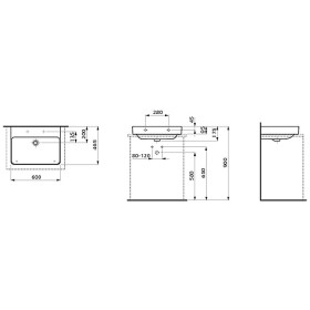 Lavabo d'appoggio LAUFEN PRO S 60 cm senza foro rubinetto, con troppopieno