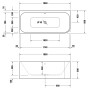 Duravit Happy D.2 Plus Badewanne 180 x 80 cm, mit angeformter Acrylverkleidung - technische Ansicht