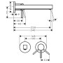 Robinet de lavabo encastré hansgrohe Finoris avec mitigeur monocommande pour montage mural 22,8 cm - vue technique