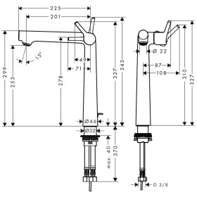Miscelatore monocomando per lavabo hansgrohe Talis S 250 con scarico a tirante