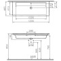 VitrA Integra Möbelwaschtisch 120 cm, mit Überlaufloch, 1 Hahnloch mittig - technische Ansicht