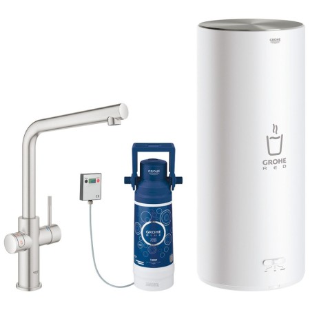 Rubinetto e boiler GROHE Red Duo taglia L, rubinetto con beccuccio a L