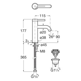 Rubinetto monocomando per lavabo Roca Ona con scarico a clic-clac