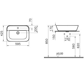 Lavabo d'appoggio VitrA Options Geo 59,5 x 42,5 cm con troppopieno