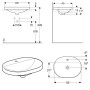 Lavabo encastré elliptique Geberit VariForm avec plage de robinetterie - vue technique