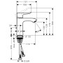 Mitigeur de lavabo monocommande hansgrohe Metris 110 avec eau froide en position centrale, DN15 - vue détaillée