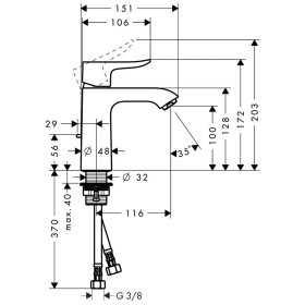 Miscelatore monocomando per lavabo hansgrohe Metris 110 con acqua fredda in posizione centrale, DN15