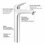 Robinet de lavabo monocommande GROHE Eurostyle DN 15 XL-Size sans vidage - vue technique