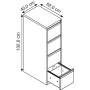 Armoire de classement suspendue en acier Wolfstahl unilatérale 4 tiroirs 40 x 62 x 132 cm - vue technique